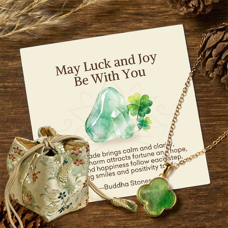 Buddha Stones "May Luck and Joy Be With You" Jade Necklace Includes Gift Message Card