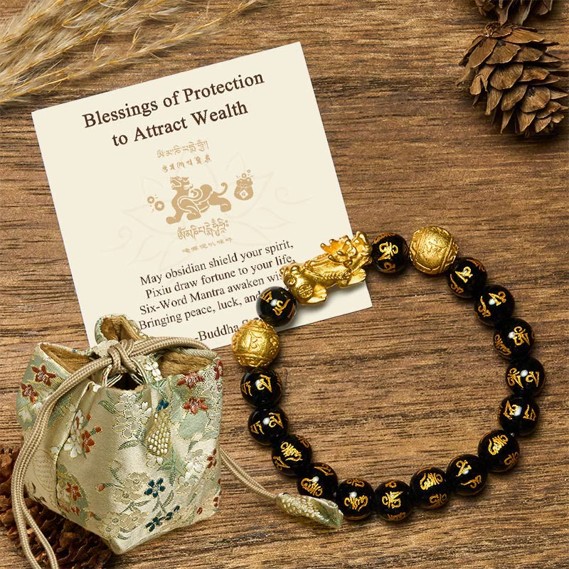 Buddha Stones "Blessings of Protection to Attract Wealth" PiXiu Bracelet Includes Gift Message Card