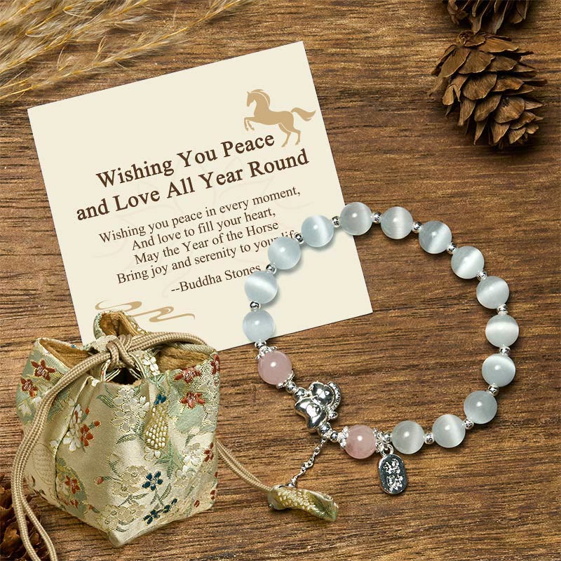 Buddha Stones "Wishing You Peace and Love All Year Round" Year of the Horse Includes Gift Message Card