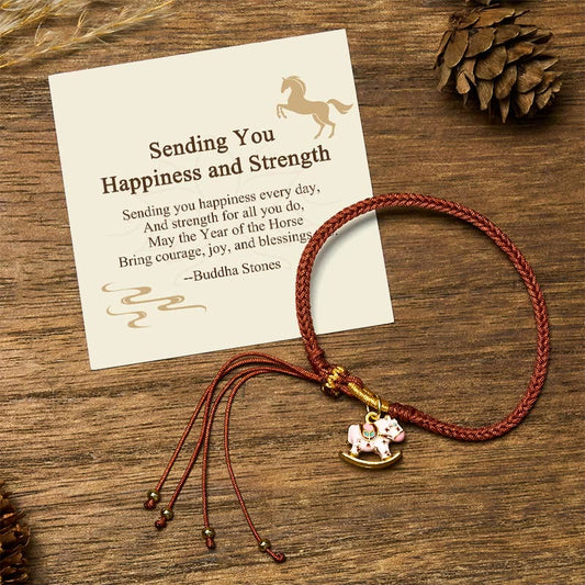 Buddha Stones "Sending You Happiness and Strength" Year of the Horse String Includes Gift Message Card