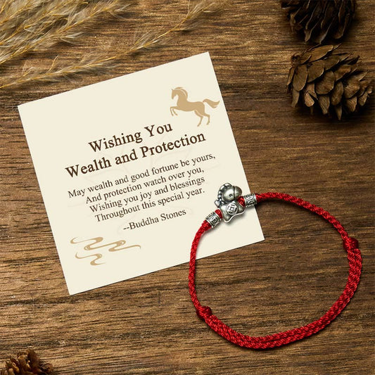 Buddha Stones "Wishing You Wealth and Protection" Year of the Horse String Includes Gift Message Card