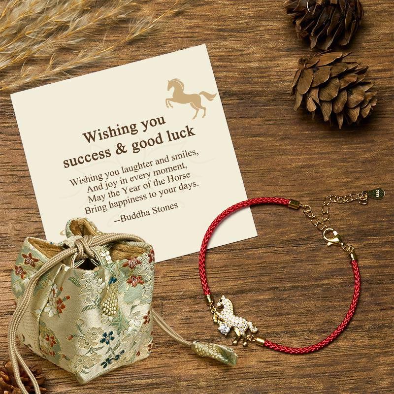 Buddha Stones "Wishing You Success & Good Luck" Year of the Horse String Includes Gift Message Card