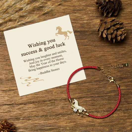 Buddha Stones "Wishing You Success & Good Luck" Year of the Horse String Includes Gift Message Card