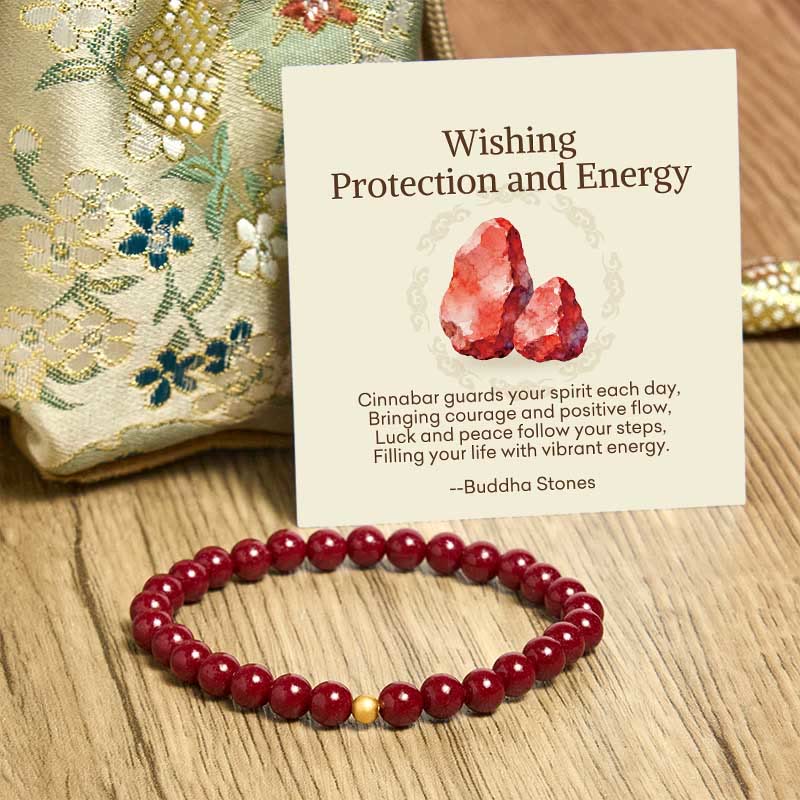 Buddha Stones "Wishing Protection and Energy" Cinnabar Bracelet Includes Gift Message Card
