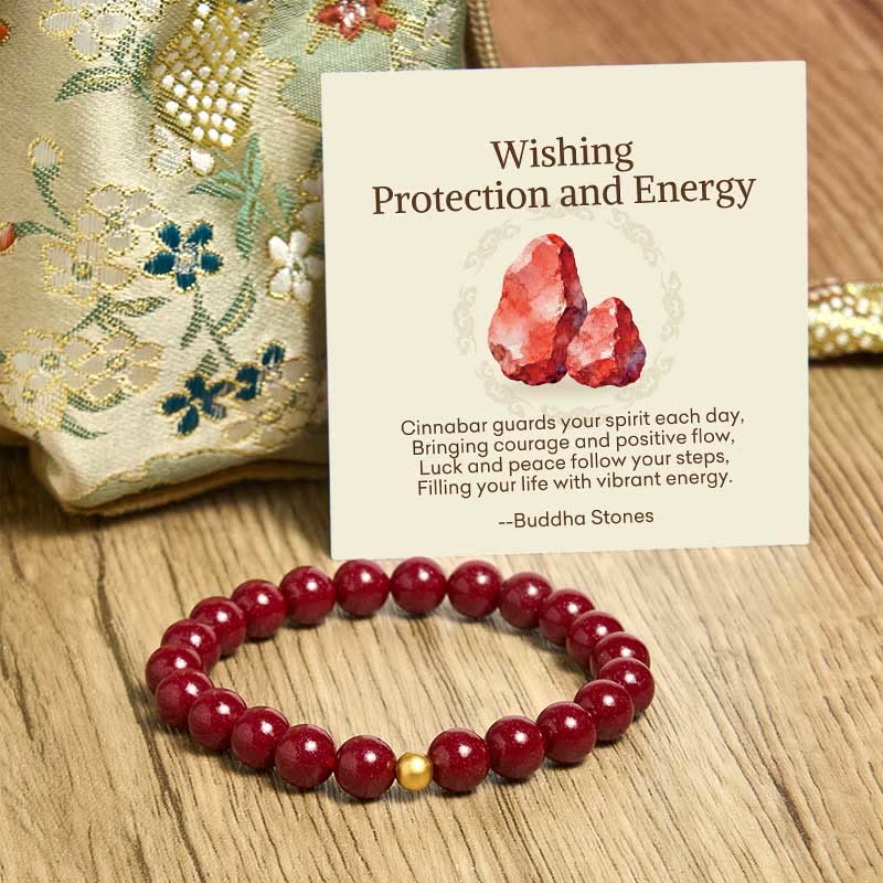Buddha Stones "Wishing Protection and Energy" Cinnabar Bracelet Includes Gift Message Card