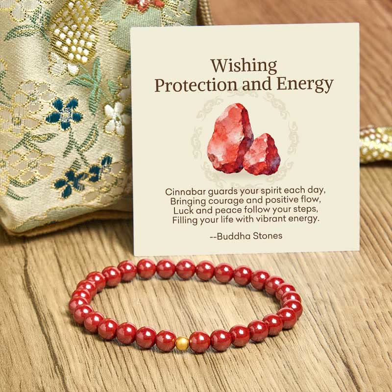 Buddha Stones "Wishing Protection and Energy" Cinnabar Bracelet Includes Gift Message Card