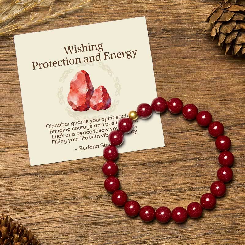 Buddha Stones "Wishing Protection and Energy" Cinnabar Bracelet Includes Gift Message Card