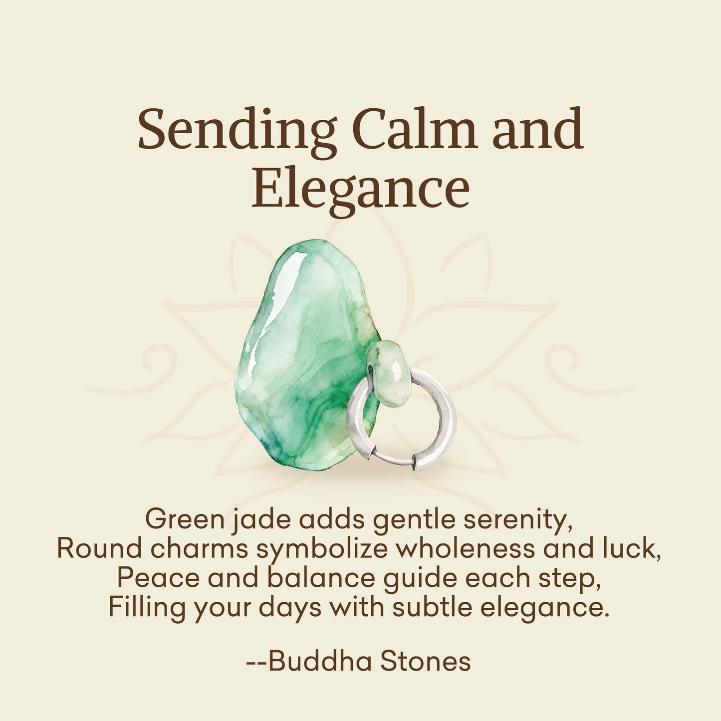 Buddha Stones "Sending Calm and Elegance"Titanium Steel Jade Earrings Includes Gift Message Card