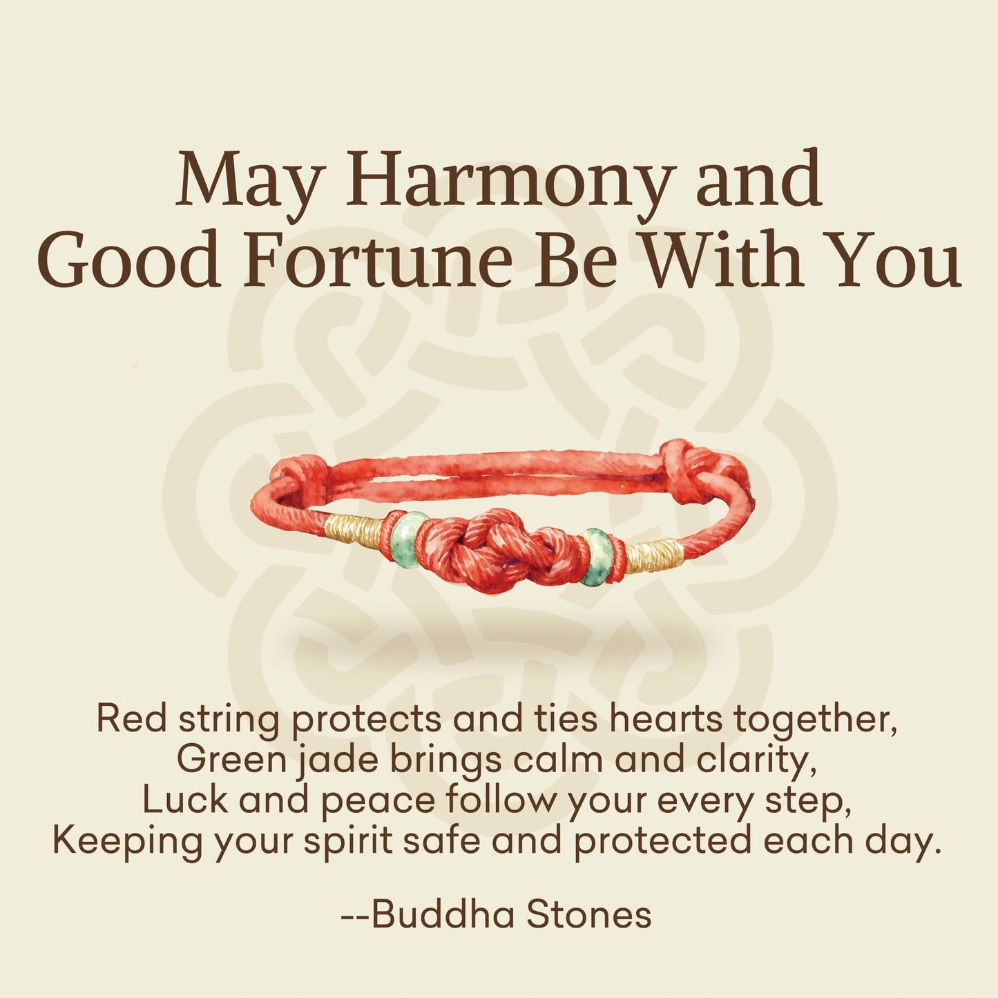Buddha Stones "May Harmony and Good Fortune Be With You" Bracelet Includes Gift Message Card