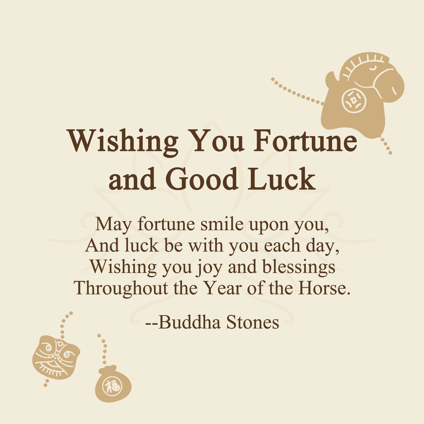 Buddha Stones "Wishing You Fortune and Good Luck" Year of the Horse Brooch Includes Gift Message Card