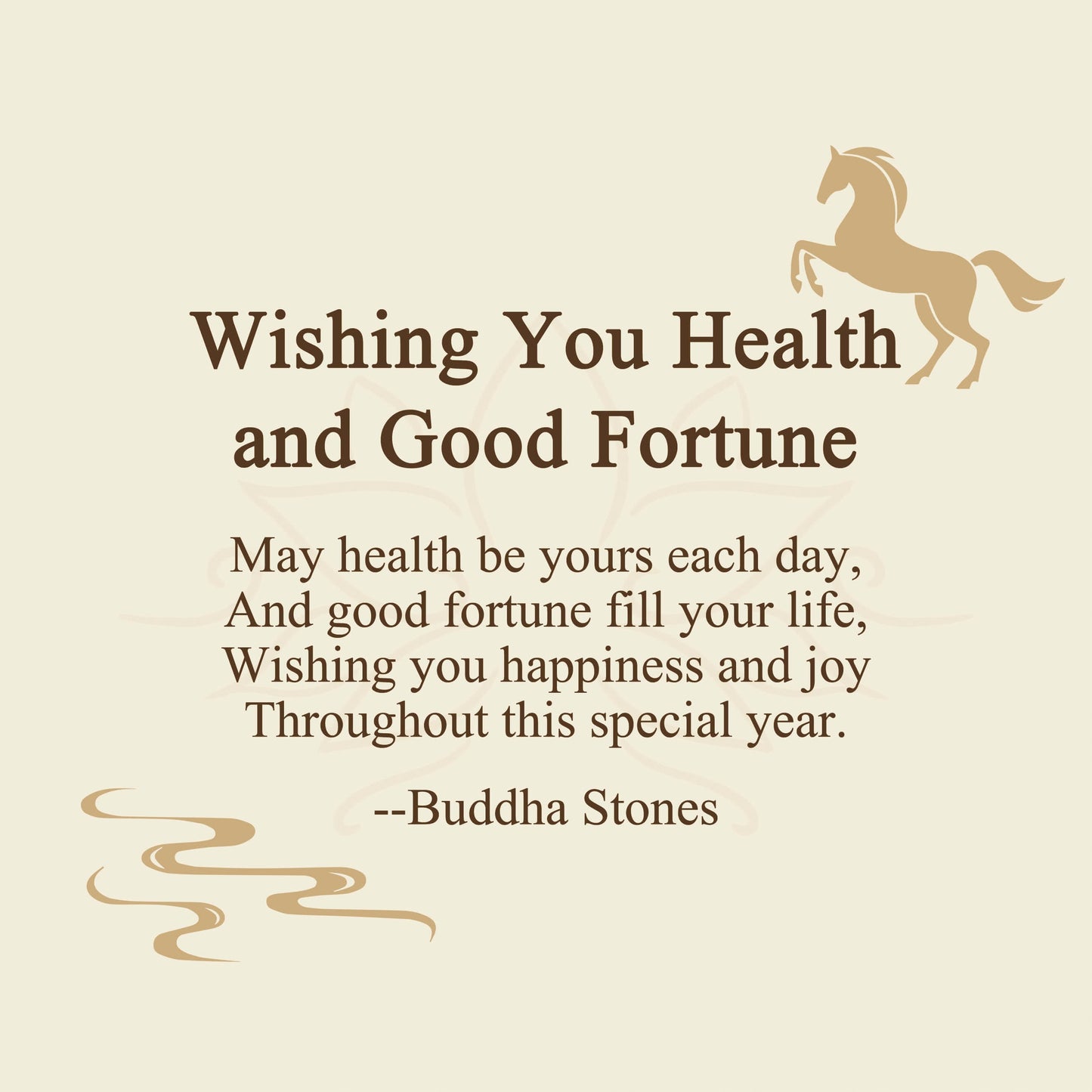 Buddha Stones "Wishing You Health and Good Fortune" Year of the Horse Includes Gift Message Card