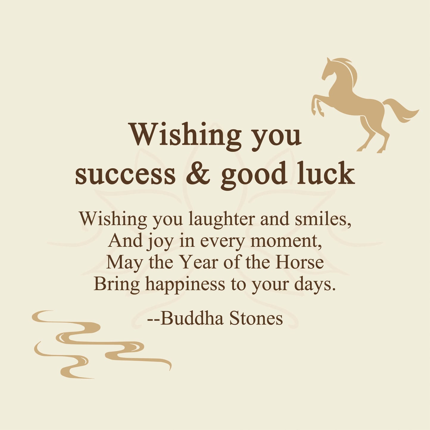 Buddha Stones "Wishing You Success & Good Luck" Year of the Horse String Includes Gift Message Card