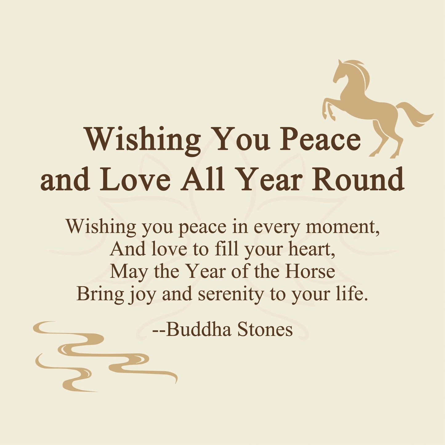 Buddha Stones "Wishing You Peace and Love All Year Round" Year of the Horse Includes Gift Message Card