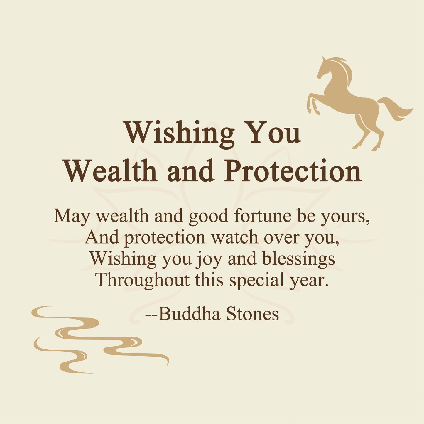 Buddha Stones "Wishing You Wealth and Protection" Year of the Horse String Includes Gift Message Card