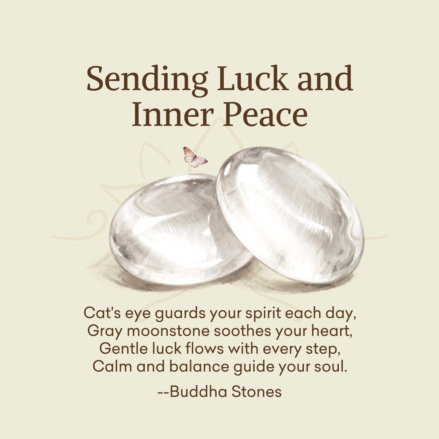Buddha Stones "Sending Luck and Inner Peace" Cat's Eye Butterfly Bracelet Includes Gift Message Card