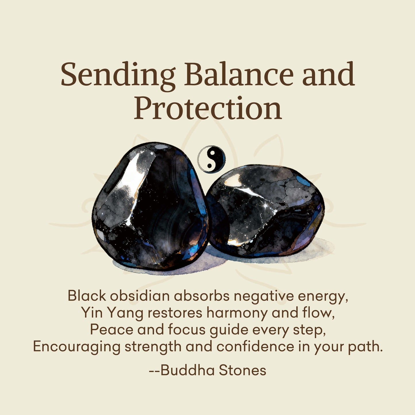 Buddha Stones "Sending Balance and Protection" Obsidian Yin Yang Necklace Includes Gift Message Card