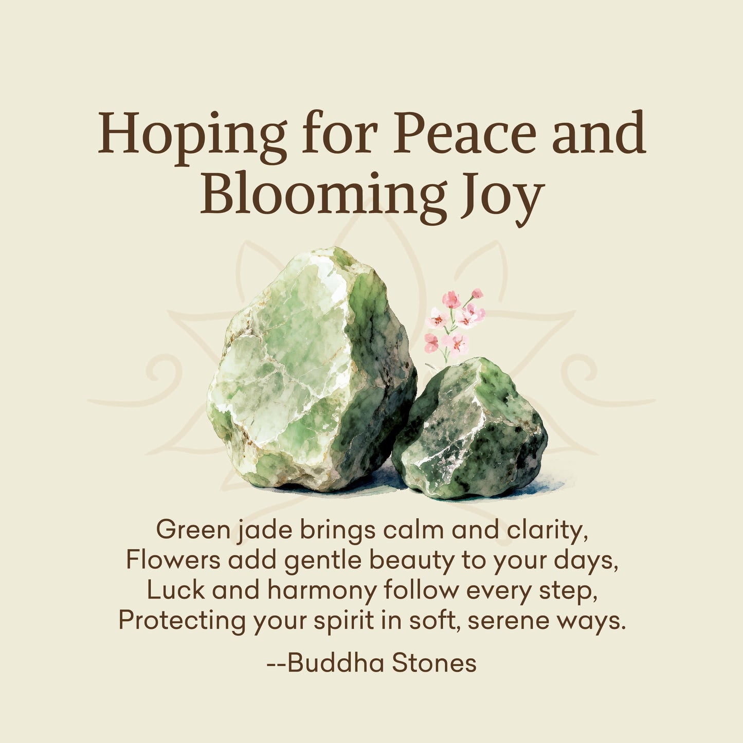 Buddha Stones "Hoping for Peace and Blooming Joy" Green Jade Bracelet Includes Gift Message Card