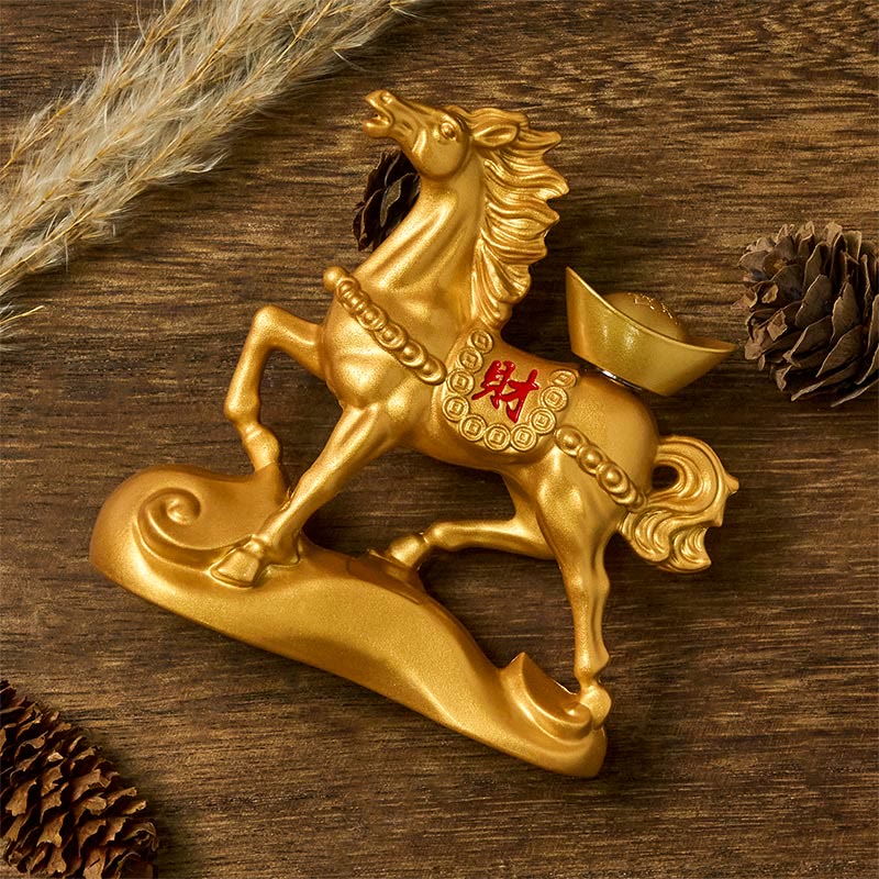 Buddha Stones Chinese Zodiac Horse Charm Copper Coins Attract Fortune Prosperity Home Decoration