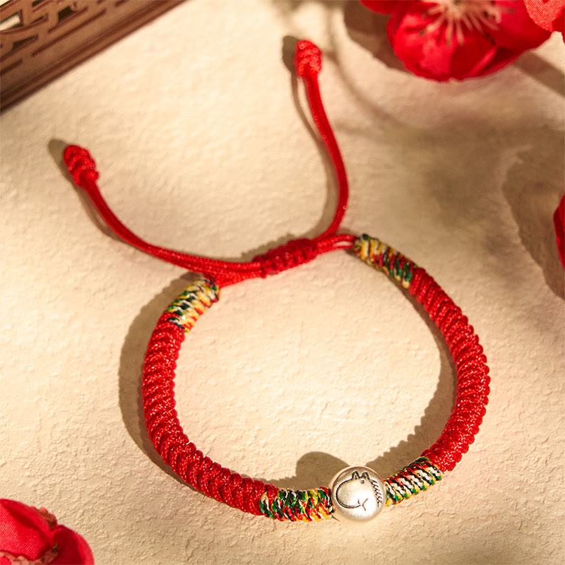 Buddha Stones 999 Sterling Silver Chinese Zodiac Horse Charm Red String Strength Braided Bracelet