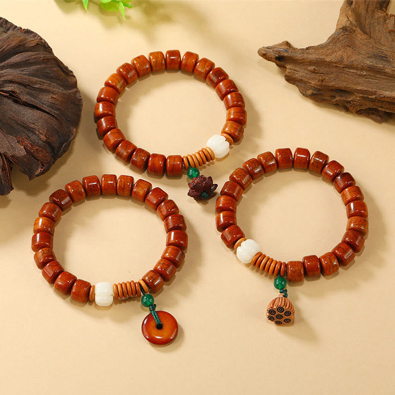 Buddha Stones Bone Beads Lotus Peace Buckle Design Enlightenment Bracelet