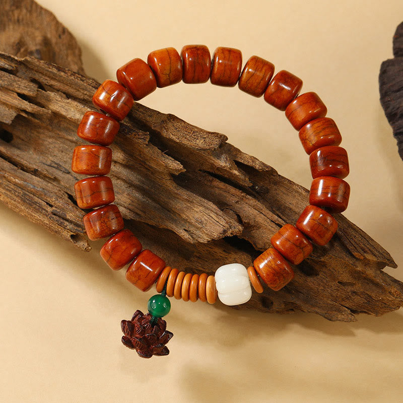 Buddha Stones Bone Beads Lotus Peace Buckle Design Enlightenment Bracelet
