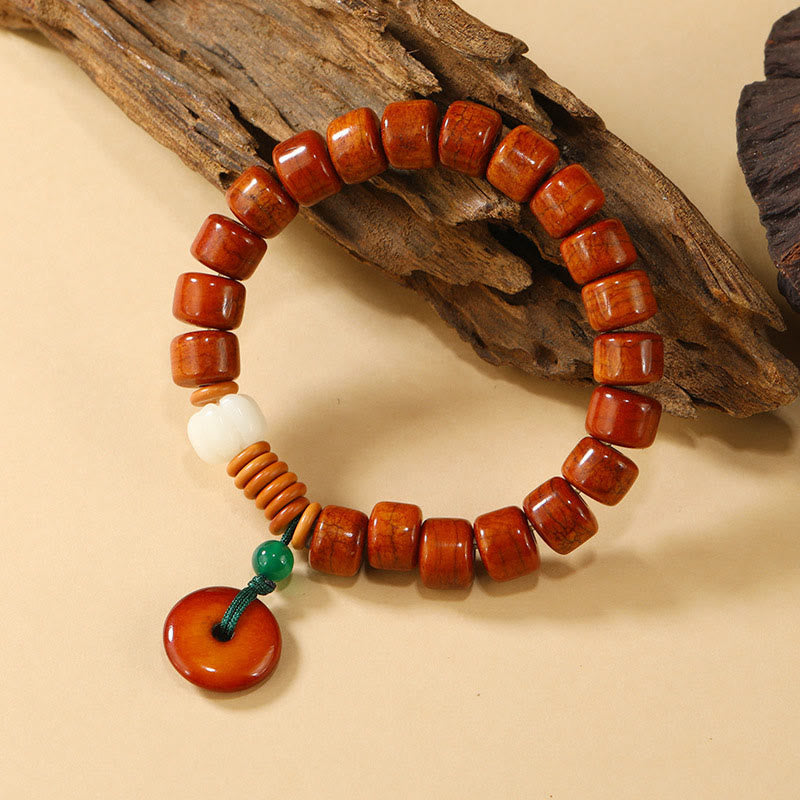 Buddha Stones Bone Beads Lotus Peace Buckle Design Enlightenment Bracelet