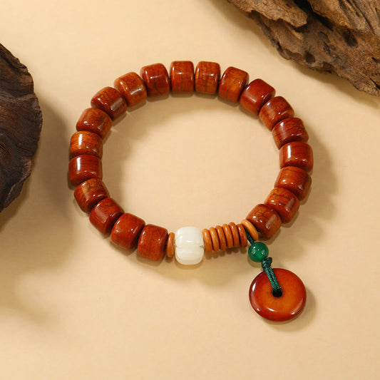 Buddha Stones Bone Beads Lotus Peace Buckle Design Enlightenment Bracelet