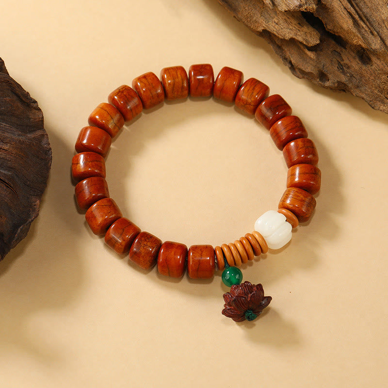 Buddha Stones Bone Beads Lotus Peace Buckle Design Enlightenment Bracelet