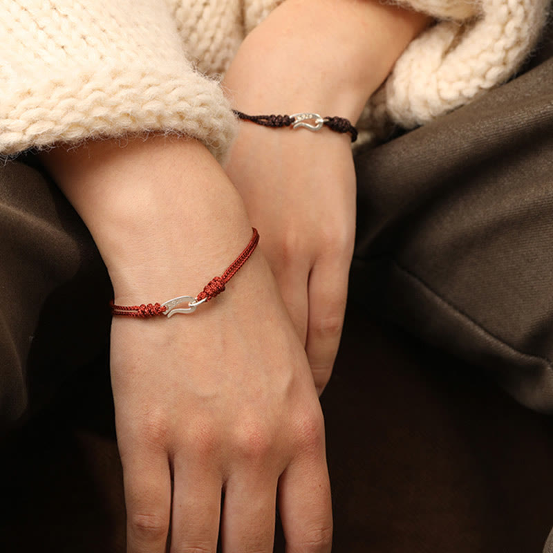 Buddha Stones 925 Sterling Silver Hook Design Red String Strength Colorful Bracelet