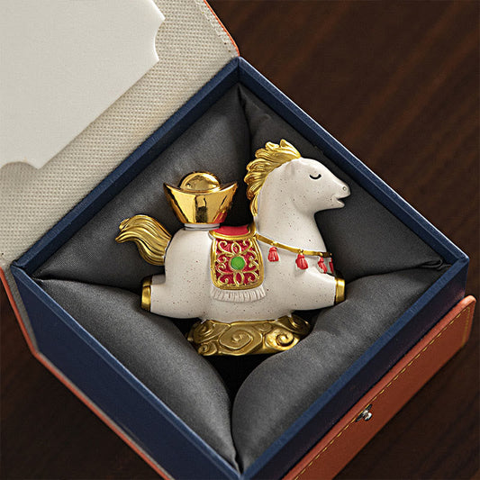 Buddha Stones Chinese Zodiac Horse Charm Fu Character Prosperity Home Decoration