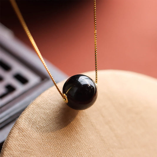 Buddha Stones 925 Sterling Silver Amber Round Bead Confidence Focus Pendant Necklace