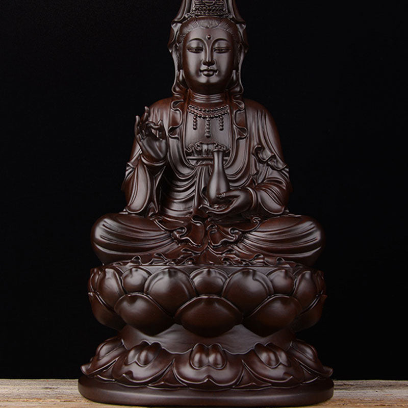 Buddha Stones Avalokitesvara Ebony Lotus Harmony Blessing Home Decoration