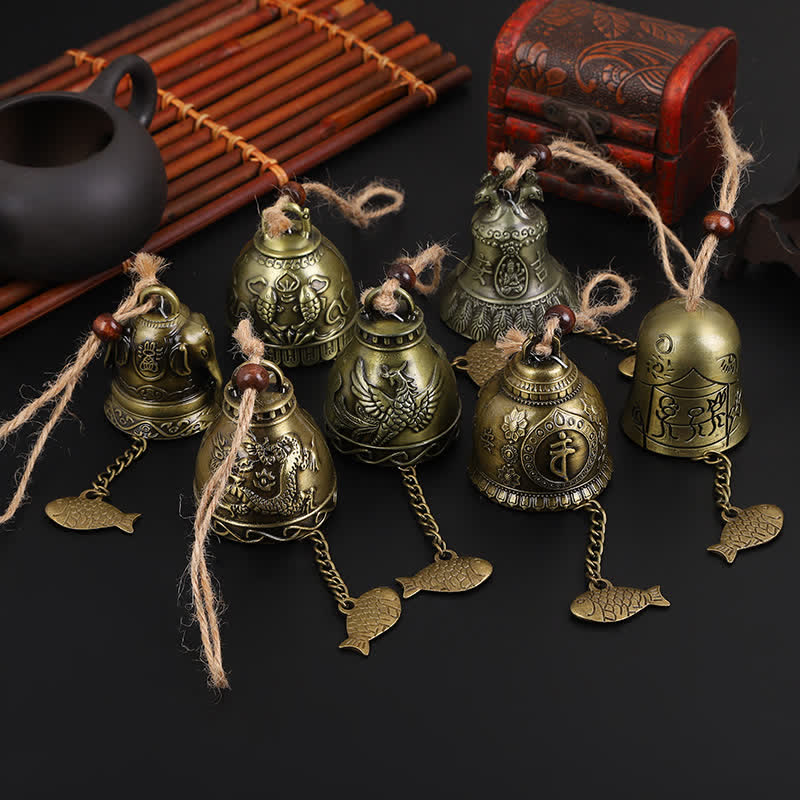 Buddha Stones Feng Shui Buddha Koi Fish Dragon Elephant Wind Chime Bell Luck Wall Hanging Decoration