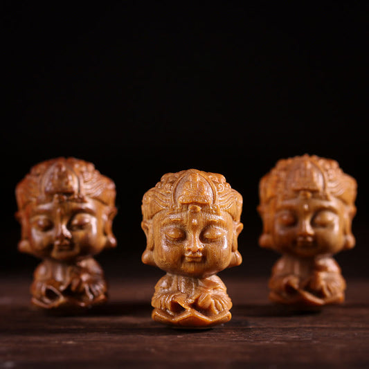 Buddha Stones Chinese Zodiac Natal Buddha Green Sandalwood Lotus Engraved Positive Home Decoration