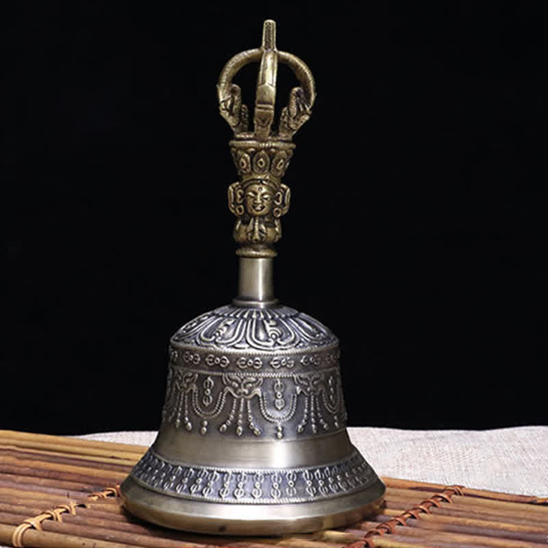 Buddha Stones Tibetan Meditation Bell and Vajra Dorje Copper Enlightenment Decoration Set