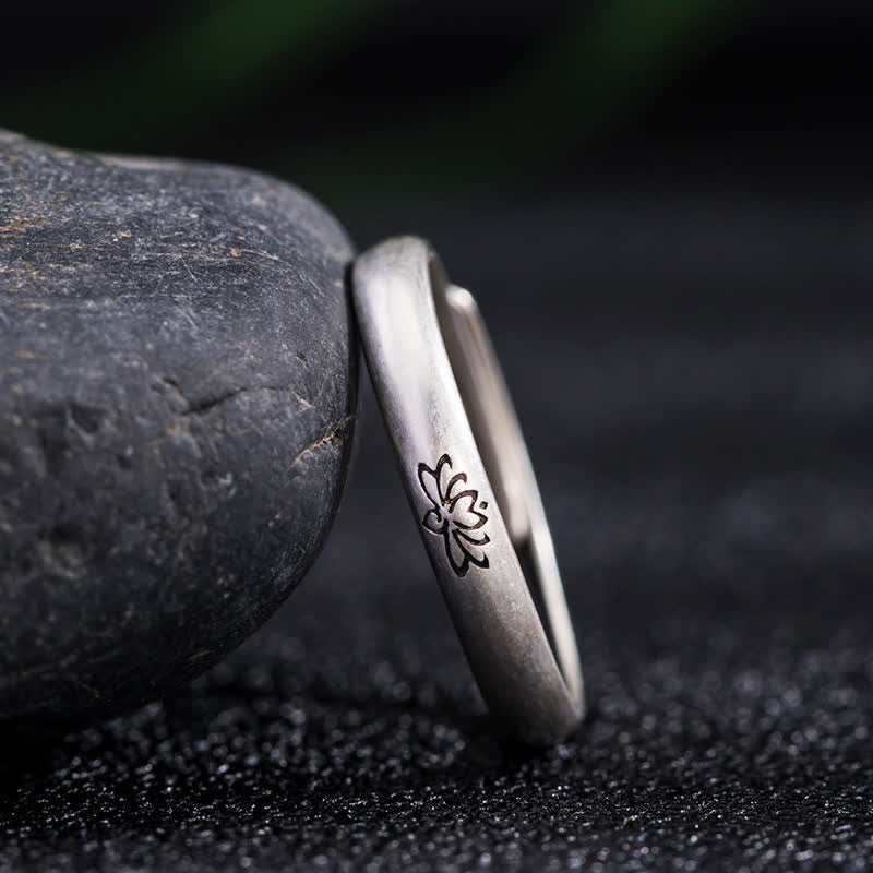 Buddha Stones 925 Sterling Silver Lotus Flower Enlightenment Ring
