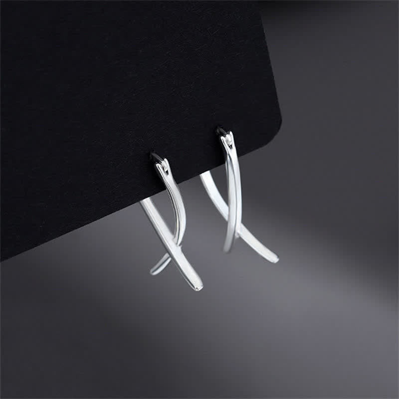 Buddha Stones Geometric Cross Design Luck Hoop Earrings