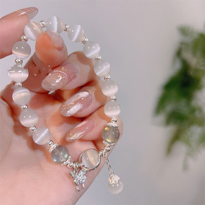 Buddha Stones "Sending Luck and Inner Peace" Cat's Eye Butterfly Bracelet Includes Gift Message Card
