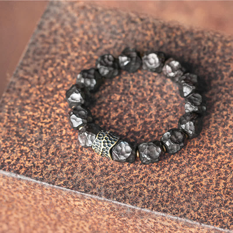 Buddha Stones Ebony Wood Copper Peace Balance Couple Bracelet