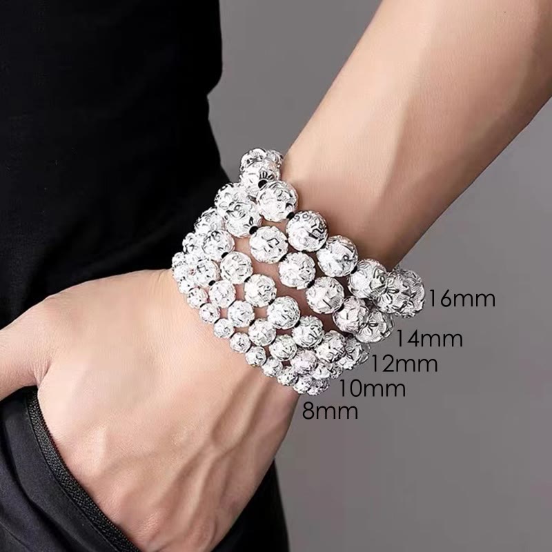 Buddha Stones Tibetan Om Mani Padme Hum Carved Alloy Beads Amulet Bracelet (Extra 35% Off | USE CODE: FS35)