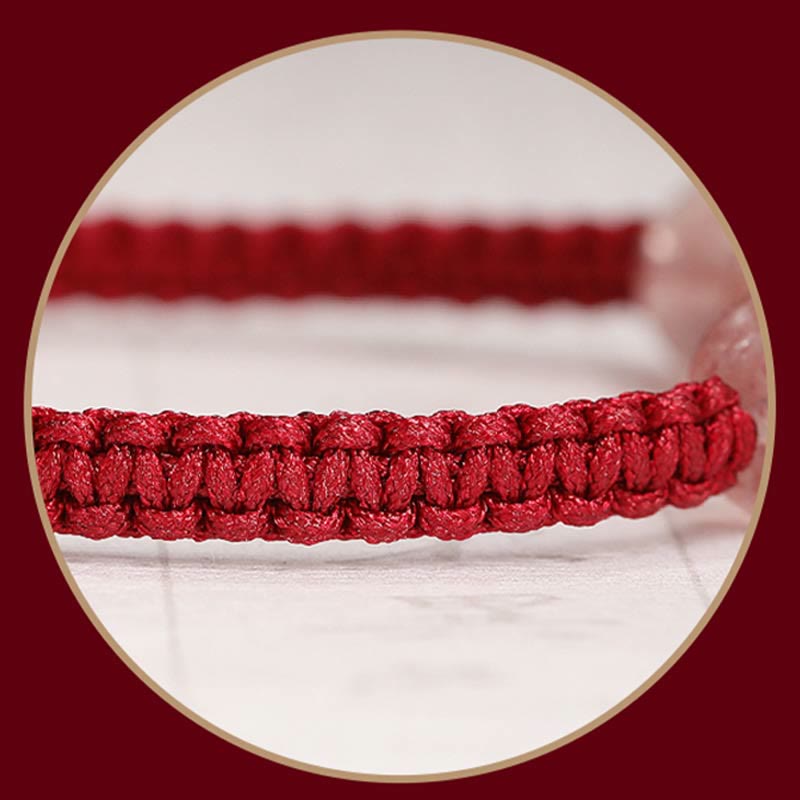 Buddha Stones Natural Strawberry Quartz Crystal Love Red String Weave Bracelet Anklet (Extra 30% Off | USE CODE: FS30)