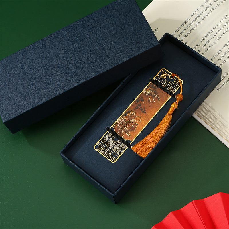 Buddha Stones A Panorama of Rivers and Mountains Metal Hollow Bookmarks Tassel With Gift Box (Extra 30% Off | USE CODE: FS30)