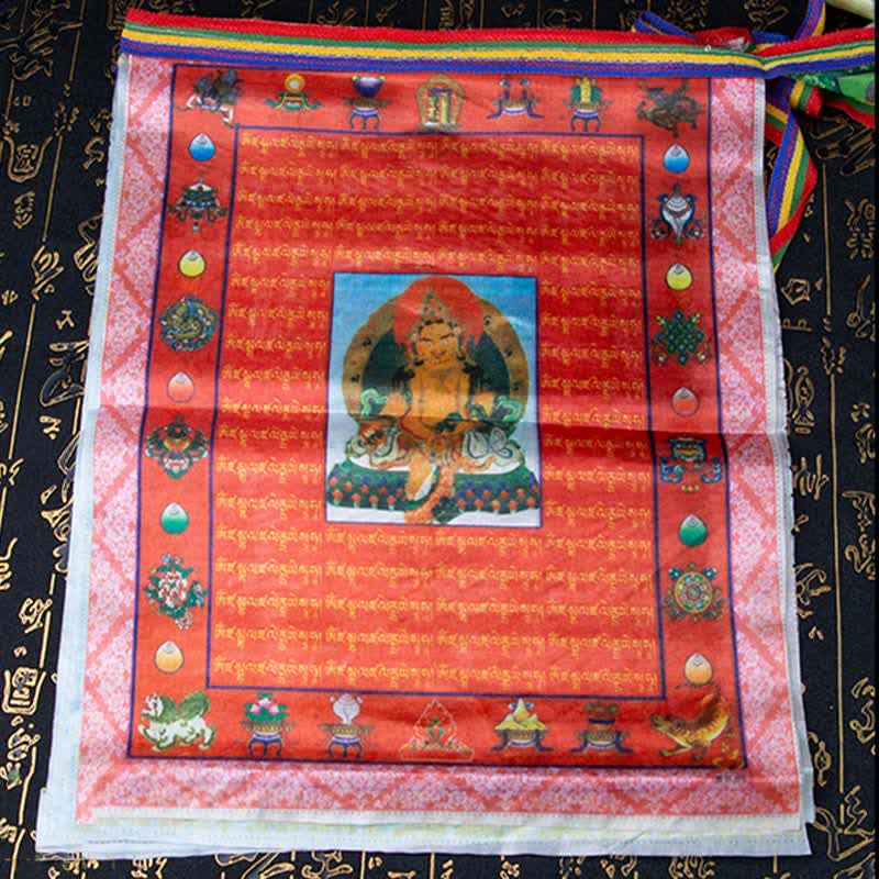 Buddha Stones Tibetan 5 Colors Windhorse Buddha Tara Scriptures Healing Auspicious Outdoor Prayer Flag
