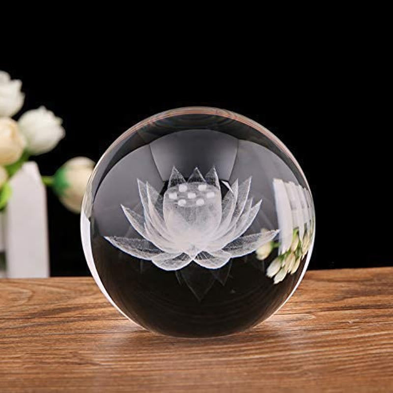 Buddha Stones White Crystal Dragon Lotus Blessing Decoration