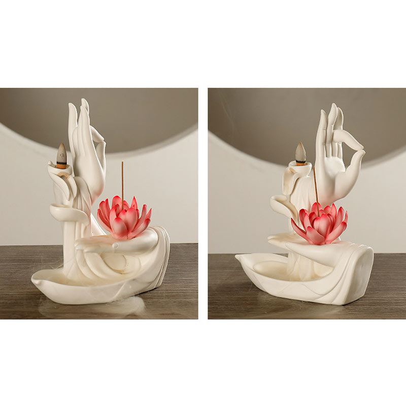 Buddha StonesTibetan Lotus Blessing Incense Burner Decoration
