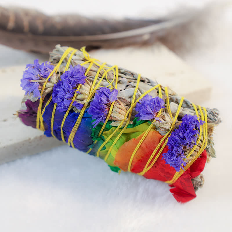 Buddha Stones Red Rose Forget-me-not Colorful Daisy Smudge Stick for Home Cleansing Incense Healing Meditation Smudge Sticks Rituals