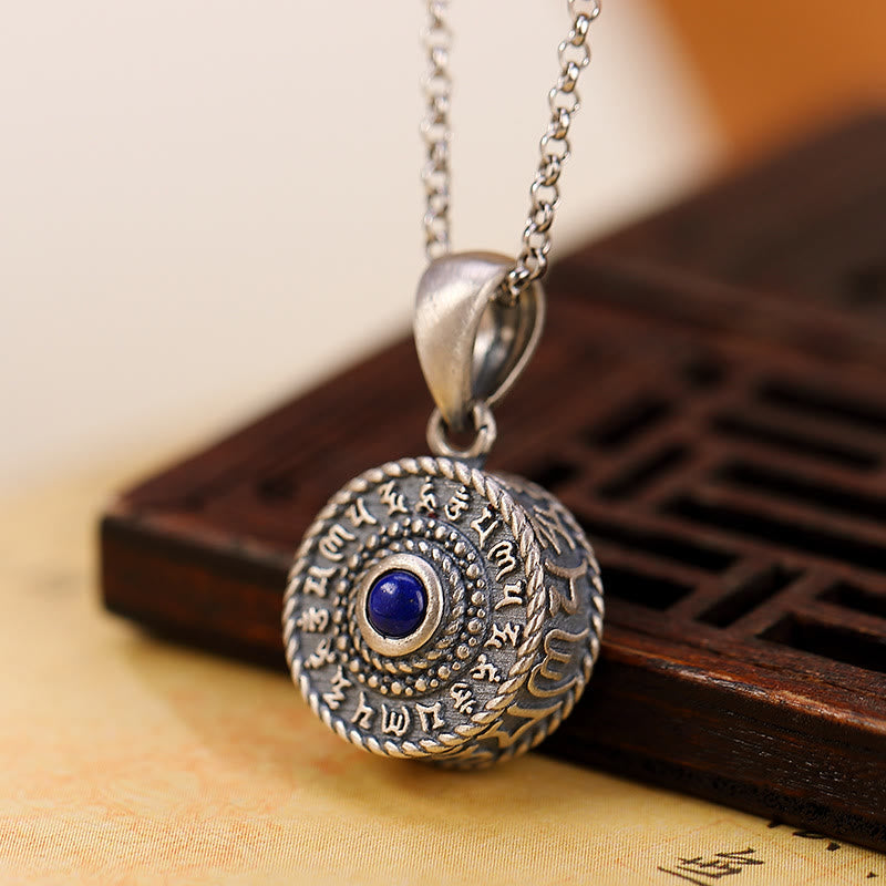 Buddha Stones 925 Sterling Silver Om Mani Padme Hum Lazurite Love Peace Necklace Pendant