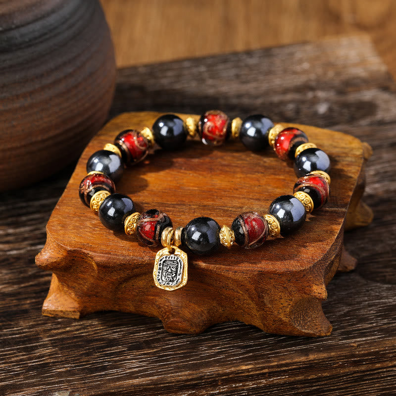 Buddha Stones Tibetan Zakiram Goddess of Wealth Liuli Glass Incense Ash Porcelain Bead Luck Bracelet (Extra 30% Off | USE CODE: FS30)