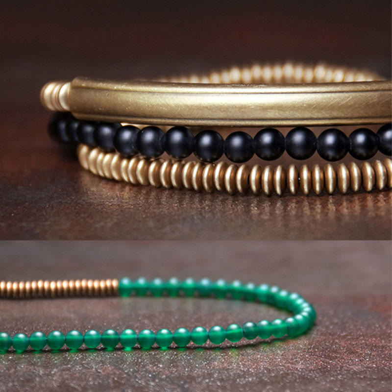 Tibetan Various Agate Stone Copper Protection Triple Wrap Bracelet (Extra 30% Off | USE CODE: FS30)