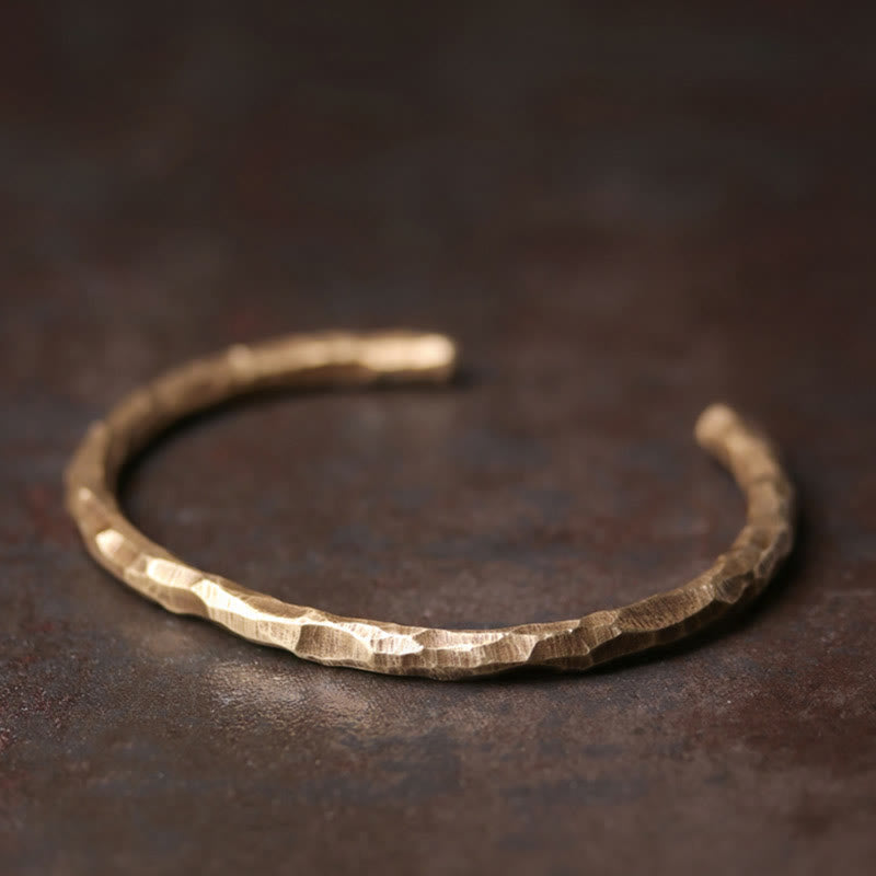 Buddha Stones Tibetan Bump Texture Copper Luck Cuff Bracelet Bangle